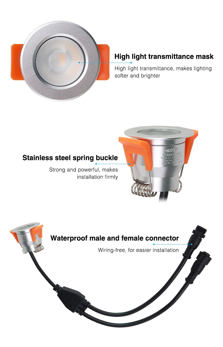 3W Mini LED Downlight Single Color CCT RGB RGBW Dimmable Waterproof Cabinet Lamp Wardrobe Jewelry Showcase Spot Lights