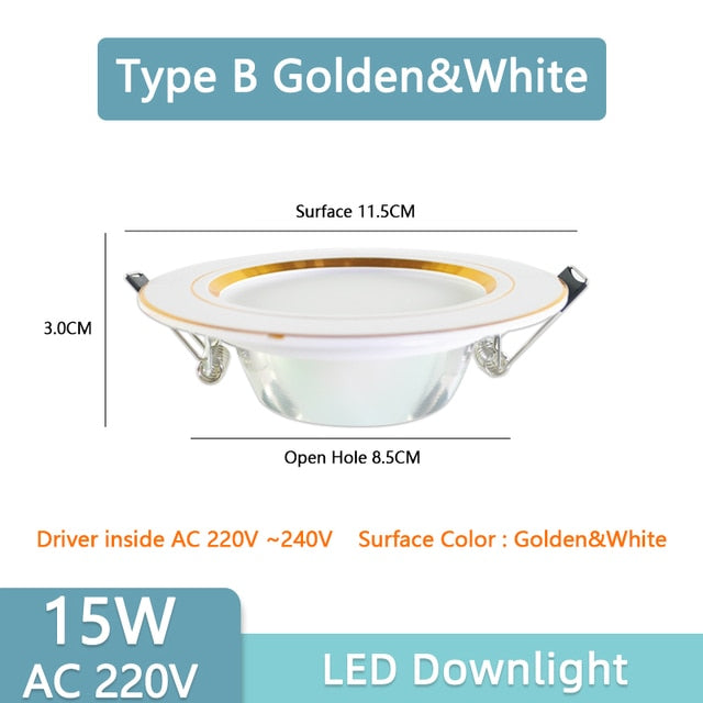 Led Downlight 3W 5W Downlight AC220V-240V Warm Cold White recessed led downlight Kitchen living room Indoor recessed downlight