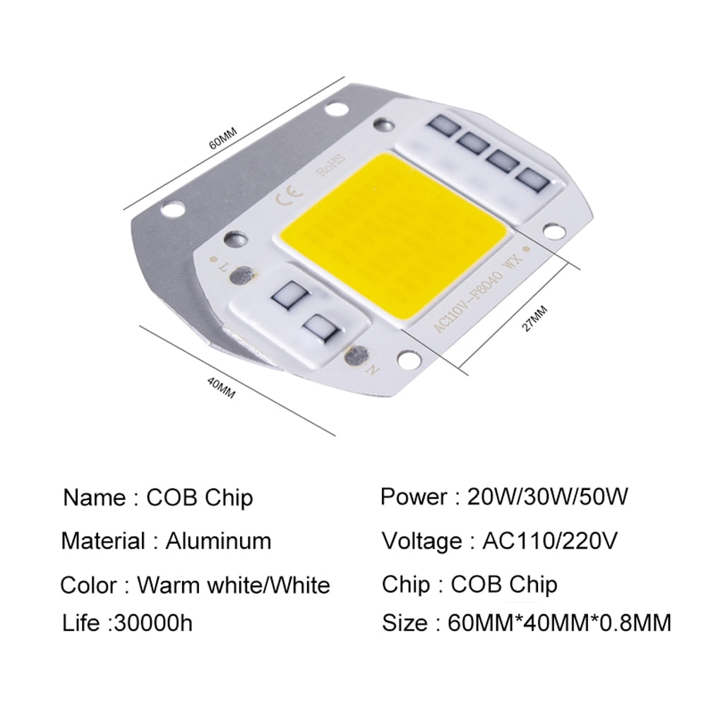 LED chip AC 220V without driver 20W 30W 50W COB LED lamp beads high-power smart IC outdoor DIY lighting downlight floodlight