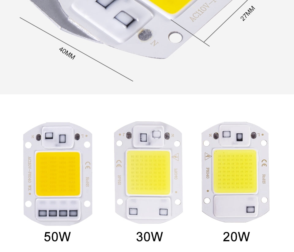 LED chip AC 220V without driver 20W 30W 50W COB LED lamp beads high-power smart IC outdoor DIY lighting downlight floodlight