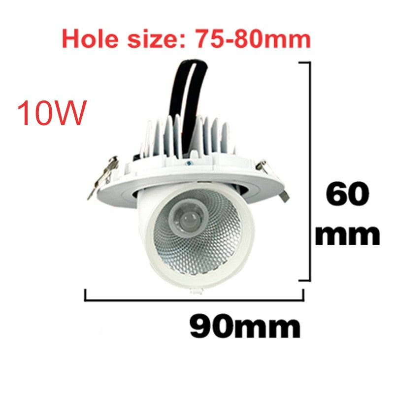 360 angles adjustable 12V 24V 10W 15W 25W LED Panel Light COB Rotation Recessed Ceiling Downlight