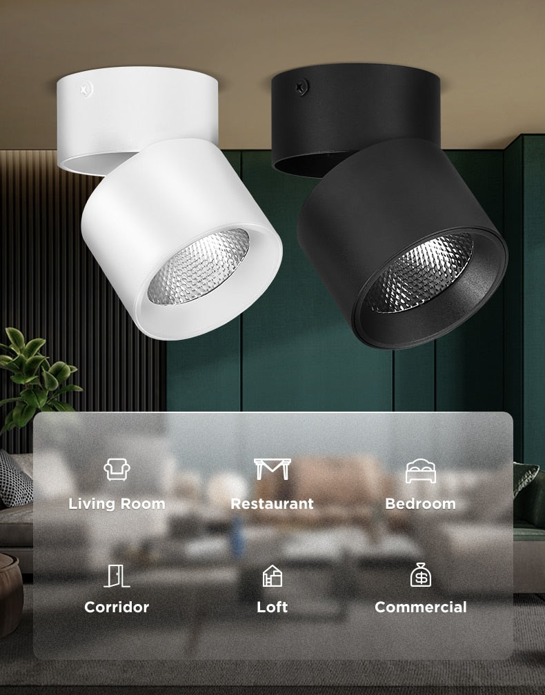 Surface Mounted LED Foldable Downlights Ceiling Spots Fixtures 220V 5W 10W 15W 25W COB Spotlight For Indoor Lighting Home Living Room