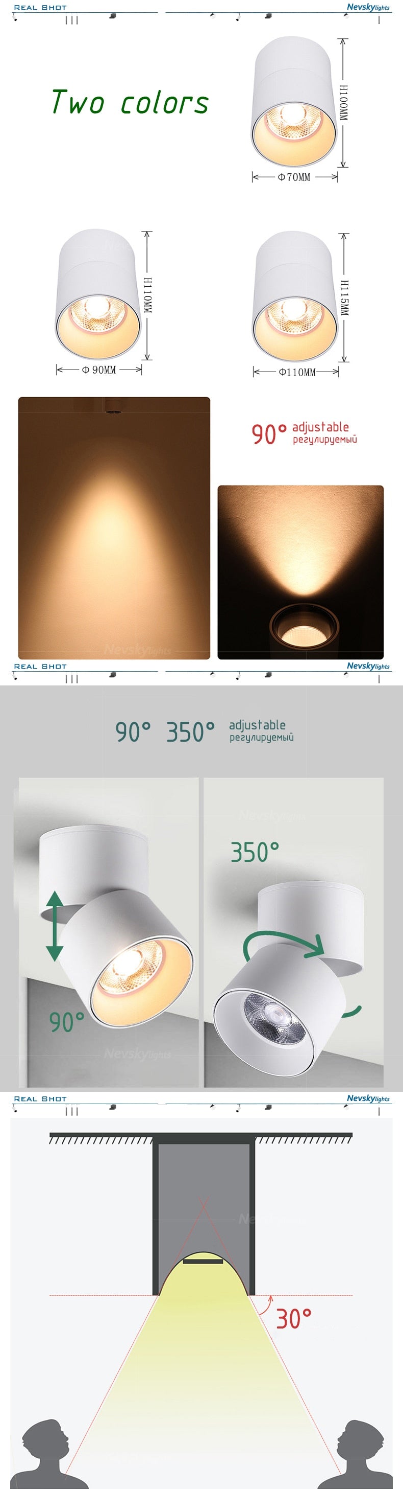 Led Surface Mounted Ceiling Downlight bedroom Adjustable LED Bulb SPOTS DIRIGIBLES Living Room led ceiling spot light fixtures