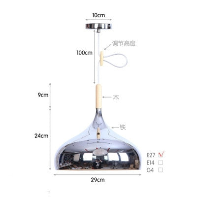 Nordic led chandelier long downlight Kitchen Restaurant Bar cone chandelier decorative chandelier bedside Chandelier