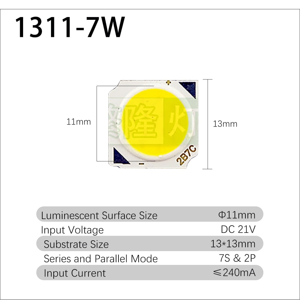 LED COB Chip 3w 5w 7w 10w 10 pcs/lot 1311 Cob Lamp Beads 240mA Warm White Light Source For Rail Spotlight Commercial Downlight