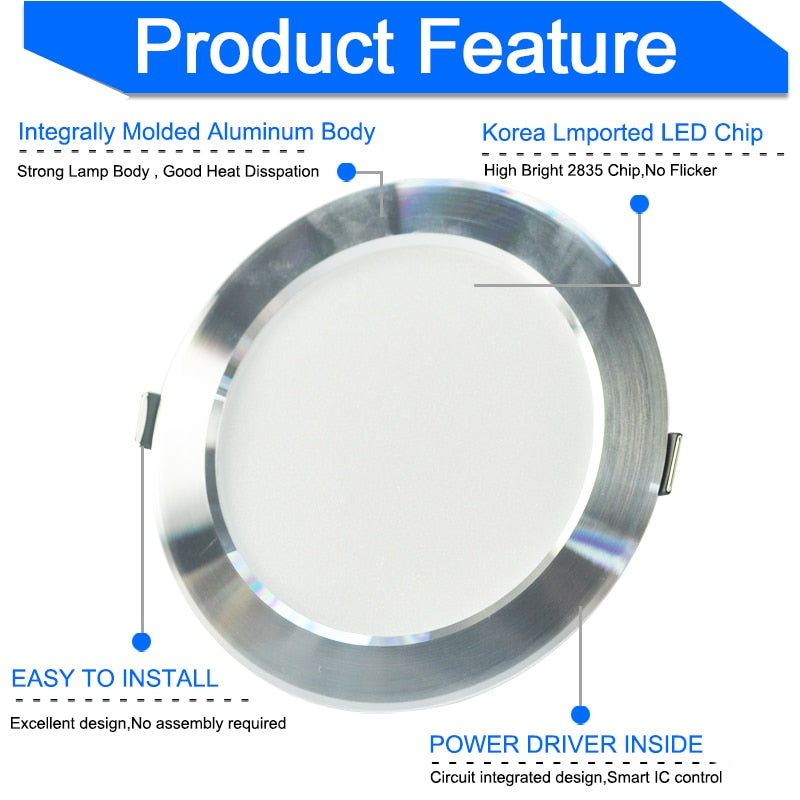 LED Panel Light 220V Spot Light Lamp Ultra Thin Recessed Downlight LED Indoor Lighting Kitchen 5W 9W 12W 18W