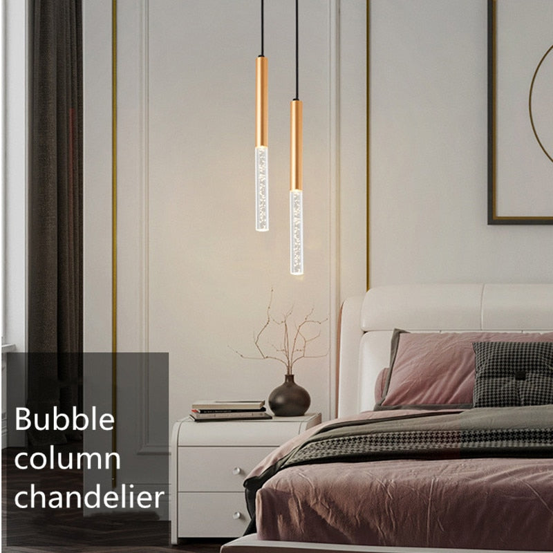 Long Pipeline Chandelier Modern LED Ceiling Lamp Hanging Kitchen Island Dining Cylindrical Downlight Store Indoor Spotlight