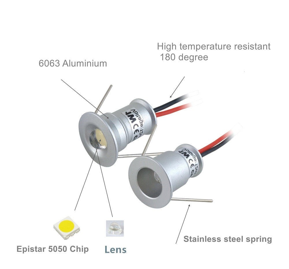 Ceiling Spot Light 30D/120D, Mini 1W Downlights, Led SpotLight DC3V/300mA, DIY Lamp For Home Lighting, 15mm Cutout 6pc