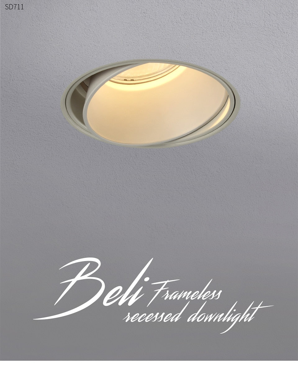 Aisilan LED recessed downlight frameless 30° adjustable anti-glare detachable bedroom corridor white black built in spot light