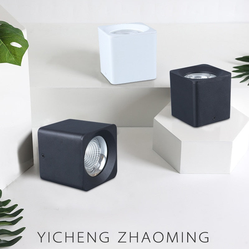 New square dimmable COB LED downlight 7W 9W 12W LED ceiling spotlight AC85~265V LEDceiling light warm/cool white indoor lighting