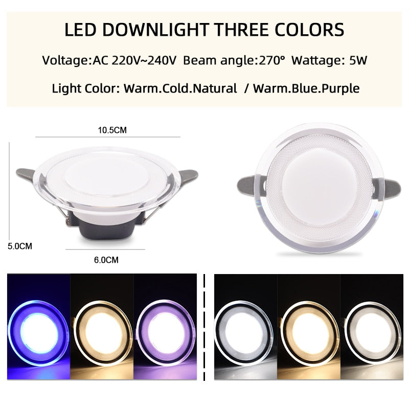 Downlight 3W 5W led Downlight 3000k 4500K 6000K AC220V-240V recessed led downlight Kitchen living room Indoor recessed downlight