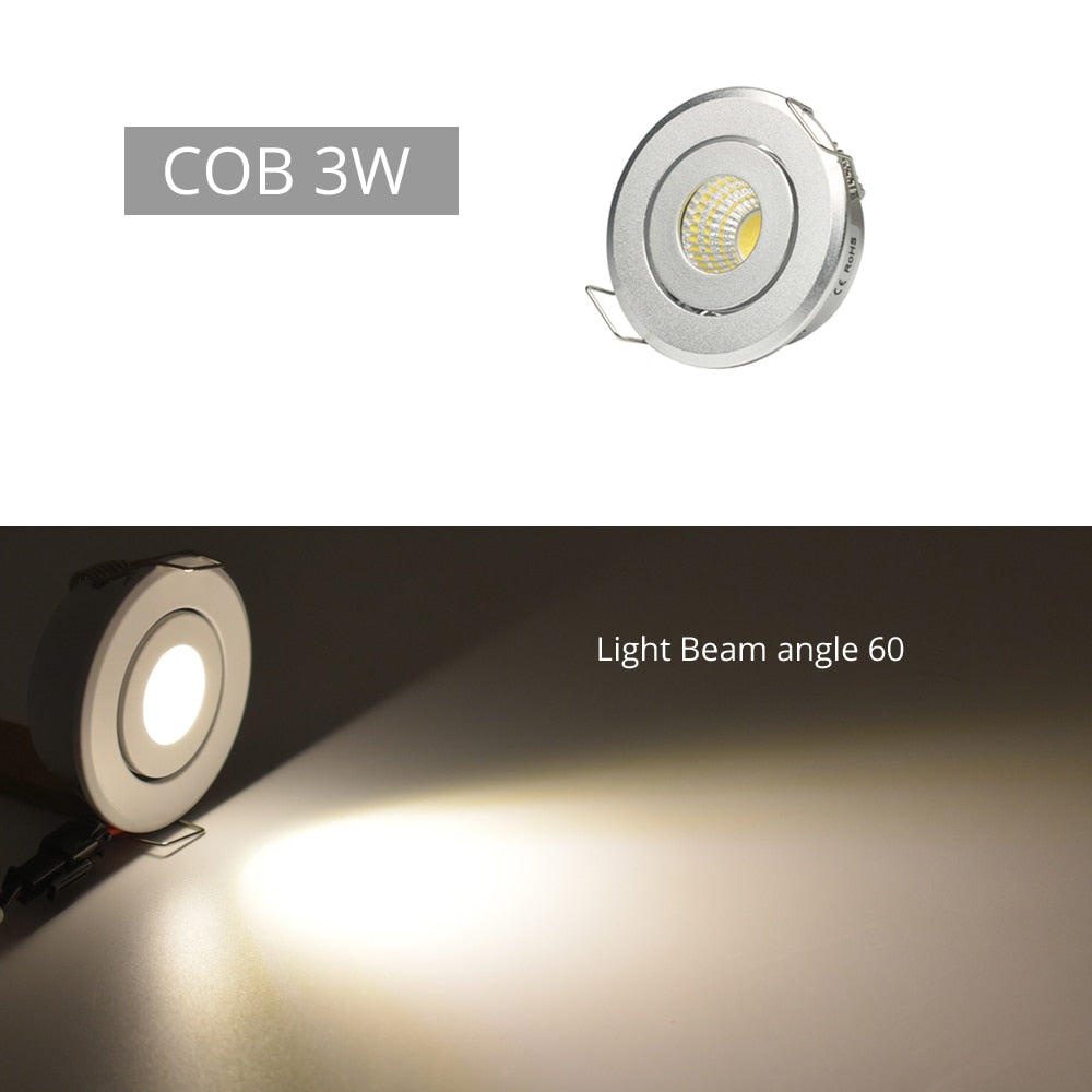 Mini 1W 3W 10pcs Silver Aluminum Spot LED Downlight Receesed Ceiling Light Small Size Cut 40-45mm