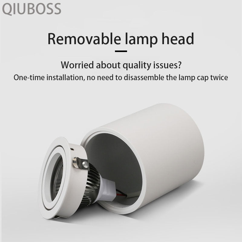 Round Dimmable LED Downlight 7W/12W AC110v/220V Lamp Removable Angle Adjustable LED Ceiling Spotlight for Household Lighting