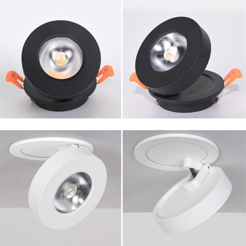 Dimmable 3W 5W 7W 12W Slim COB Ceiling Recessed Downlight 360 Degree Rotatable 90degree Foldable LED Spot Light Indoor Lighting