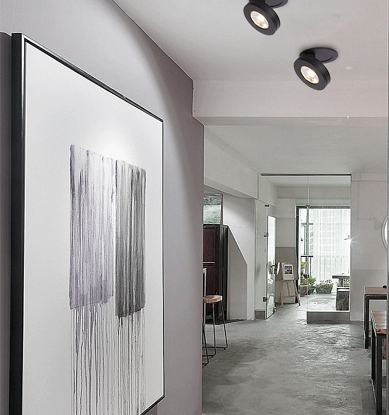 Dimmable 3W 5W 7W 12W Slim COB Ceiling Recessed Downlight 360 Degree Rotatable 90degree Foldable LED Spot Light Indoor Lighting