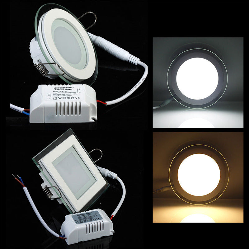 LED Panel Downlight 3 Colors Changeable Square/Round Glass Panel Lights High Brightness Ceiling Recessed Lamps For Home