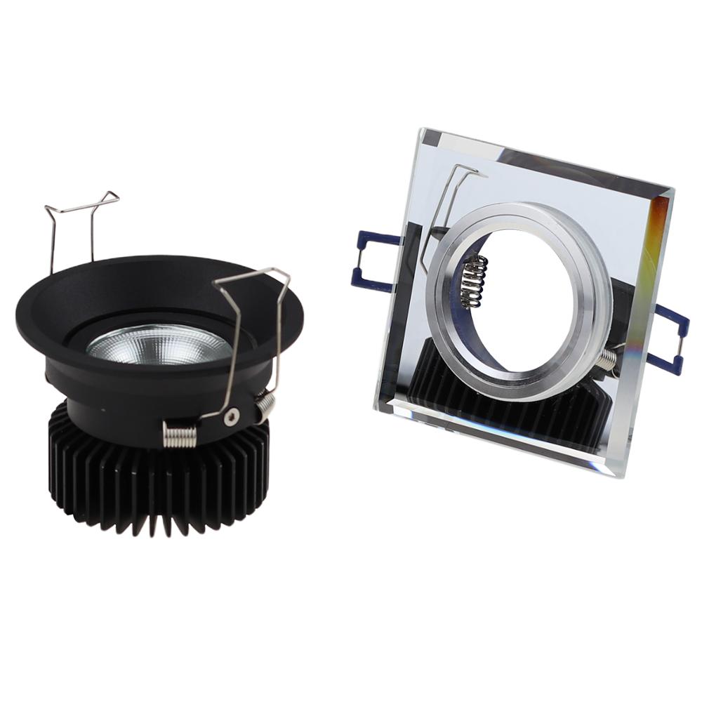 Recessed Ceiling MR16 Crystal Glass Lighting Fixture Square GU10 Downlight Housing