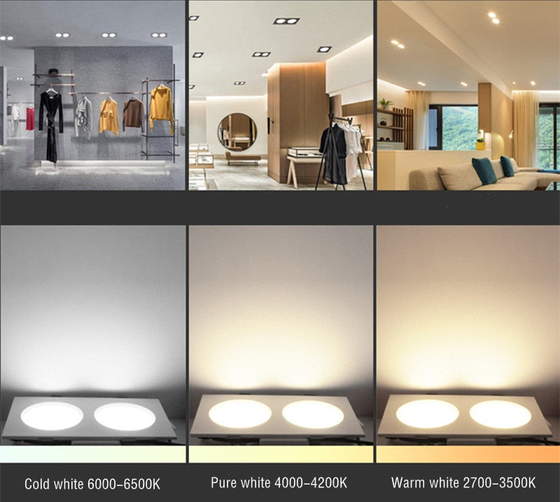 Dimmable SMD Recessed Led AC110/220V Downlight Square 2835 Spotlight 18W 24W 30W AC85-265V Ceiling Lamp For Indoor Lighting