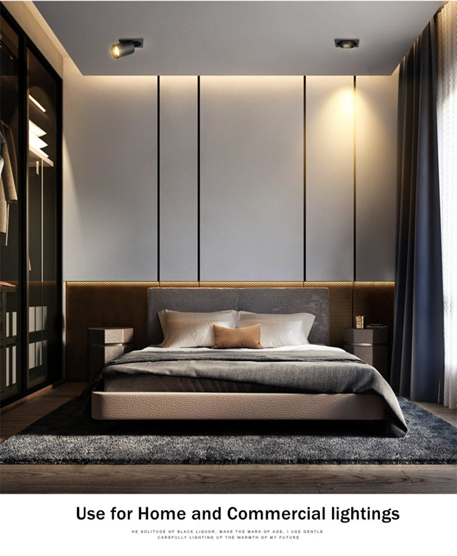 DBF Square Angle Adjust Stretchable LED COB Recessed Downlight 7W 10W 12W LED Ceiling Spot Light Kitchen Living room Indoor