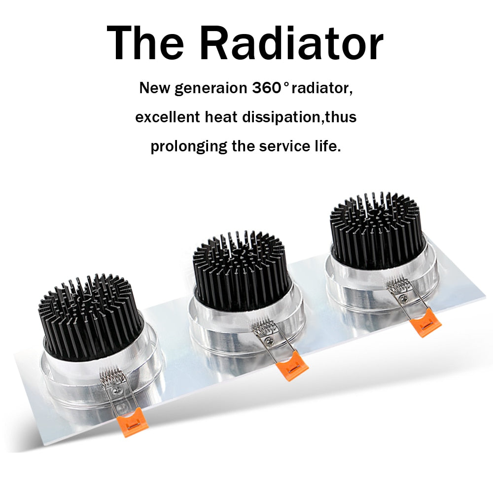 DBF High CRI 3 Heads Square LED Recessed Downlight Dimmable 15W 21W 30W 36W Ceiling Spot Light 3000K/4000K/6000K Home Decoration