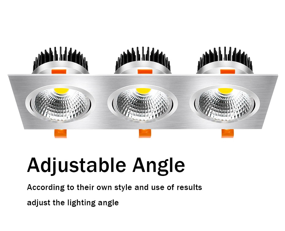 DBF High CRI 3 Heads Square LED Recessed Downlight Dimmable 15W 21W 30W 36W Ceiling Spot Light 3000K/4000K/6000K Home Decoration