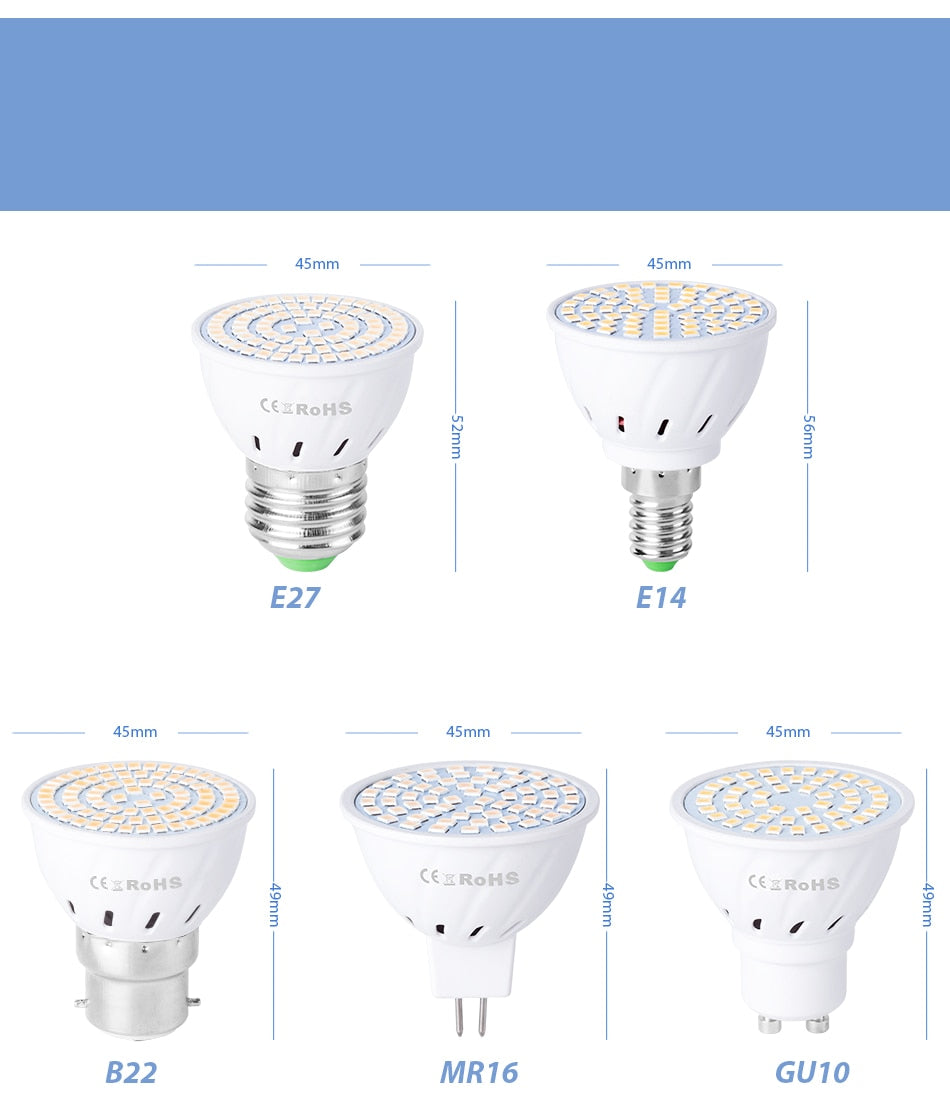 6PCS E27 Led Bulb GU10 Led Lamp E14 Corn Bulb 220V Spot Light MR16 Lampasa Led For Ampoule GU5.3 Home Spotlight B22 4W 6W 8W