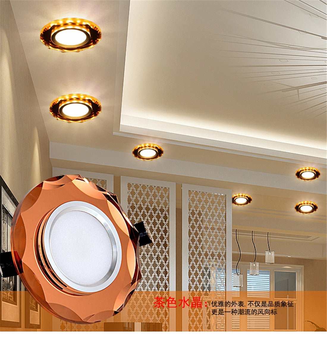 European Luxury Crystal Gold Black White Led Downlight For Living Room Corridor 6 8Cm Hole Home Indoor Lighting Recessed Lamp