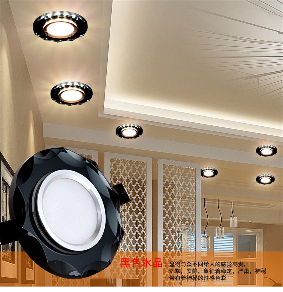 European Luxury Crystal Gold Black White Led Downlight For Living Room Corridor 6 8Cm Hole Home Indoor Lighting Recessed Lamp