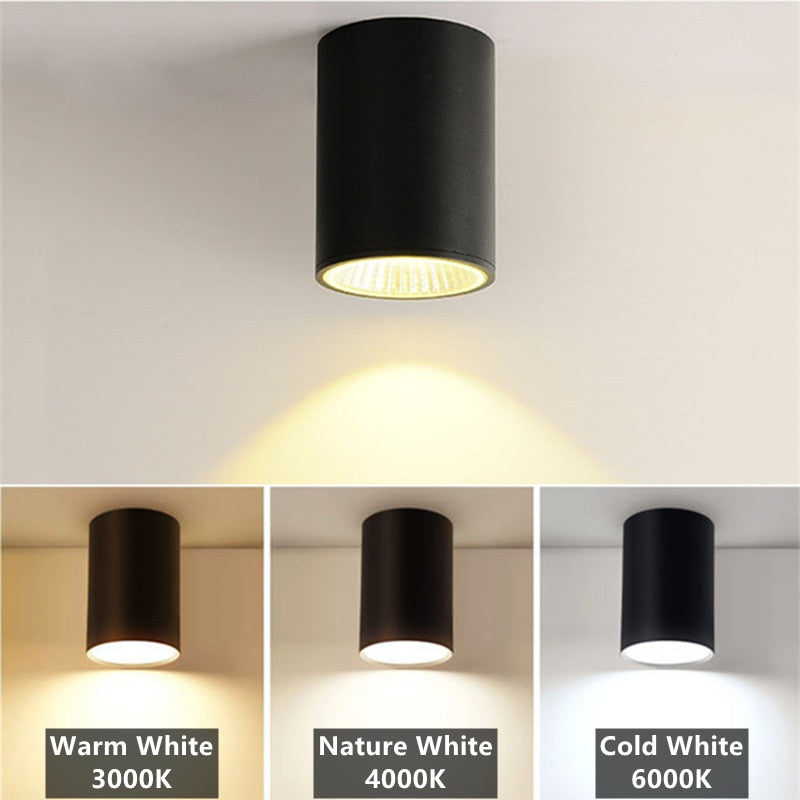 Waterproof IP65 LED Ceiling Downlights Surface Mounted Outdoor Bathroom 7W 12W 18W Toilet Kitchen Cylinder Spot Lighting Fixture