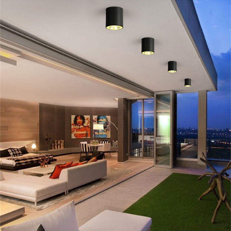 Waterproof IP65 LED Ceiling Downlights Surface Mounted Outdoor Bathroom 7W 12W 18W Toilet Kitchen Cylinder Spot Lighting Fixture