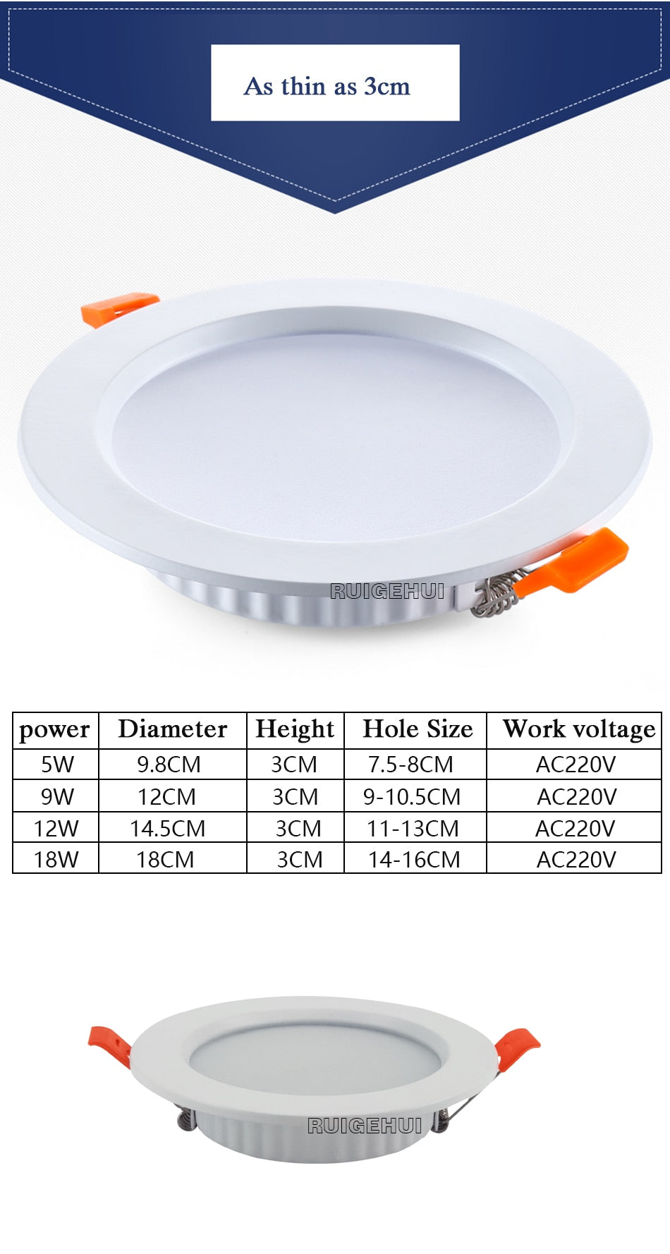 Driverless LED Recessed Downlight SMD 2835 5W 9W 12W 18W AC220V LED Ceiling Spot light Bedroom Indoor Lighting