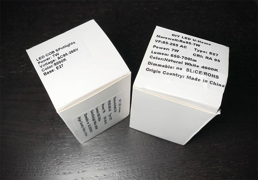 High CRI RA 95+ E27 7W COB LED Bulb Lamp LED Spotlight Downlight Lamp AC85V-265V Daylight White 5000K for Room Kitchen Studio