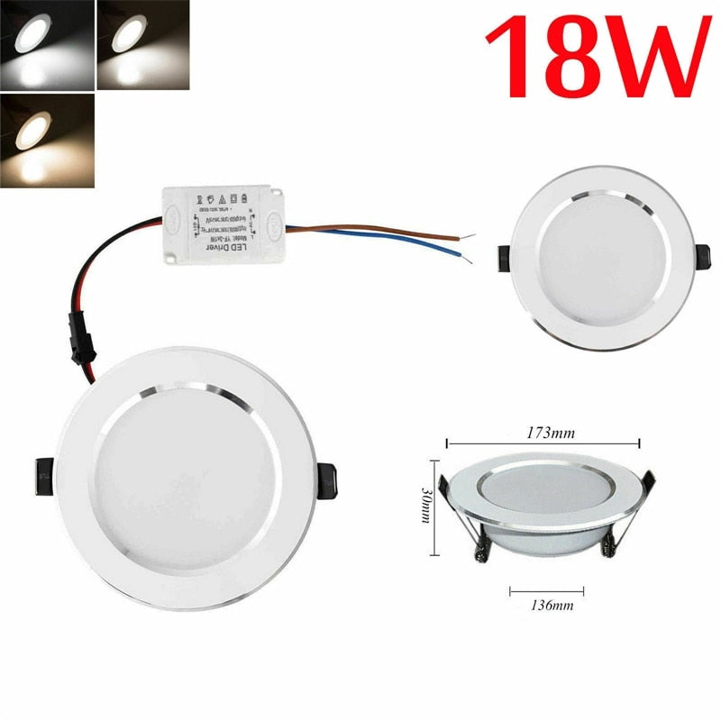 Dimmable LED Recessed Ceiling Downlight 18W 15W 12W 9W 7W 5W 3W Light Lamp 110V 220V With Driver Spot Light Indoor Lighting