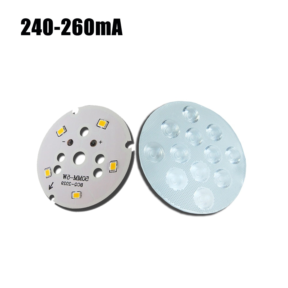 LED Chip 240-260mA 5pcs/lot Rail Light Source 3w 5w 7w 9w 12w 18w Lamp Board 2835 Lens Warm White For Downlight Ceiling Light
