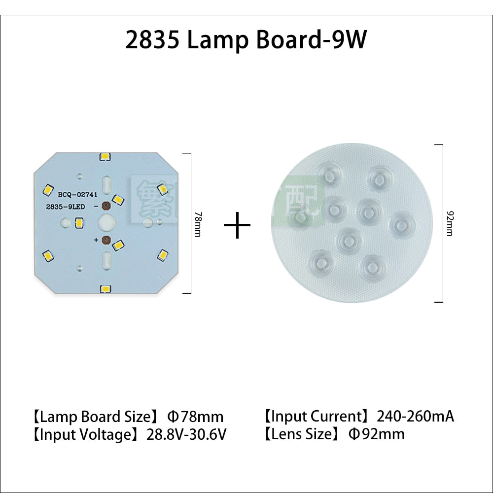 LED Chip 240-260mA 5pcs/lot Rail Light Source 3w 5w 7w 9w 12w 18w Lamp Board 2835 Lens Warm White For Downlight Ceiling Light