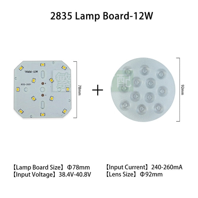LED Chip 240-260mA 5pcs/lot Rail Light Source 3w 5w 7w 9w 12w 18w Lamp Board 2835 Lens Warm White For Downlight Ceiling Light
