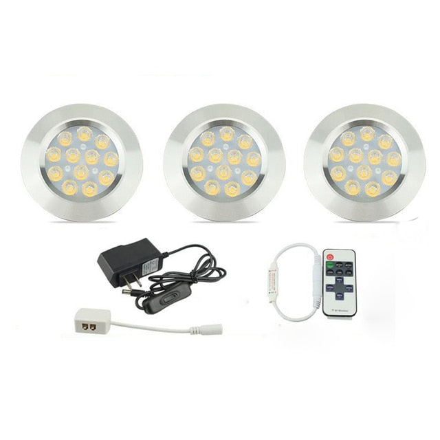 LED Under Cabinet Light Remote Control 8/6/4/3pcs Dimmable Puck Night Lamp Kit for Counter Cupboard Wardrobe Shelf Downlight