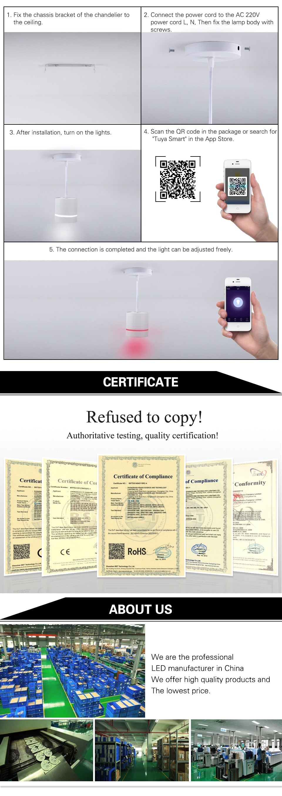 LED Smart Downlight Chandelier RGB+WW+CW Smart Life Tuya APP WiFi Voice Control Indoor Light 9W 110V-220V