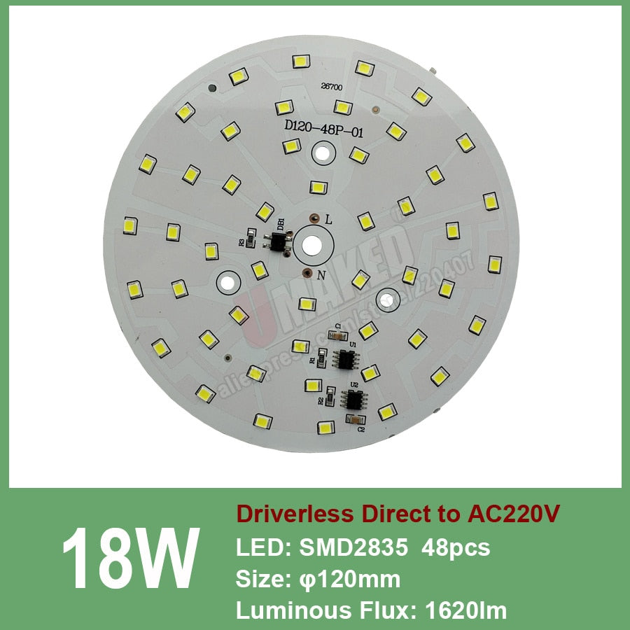 Downlight led pcb smd2835 5W 44mm AC 220V integrated IC driver, 18w 15w 12w 9w 7w 5w 3w for down light Diy
