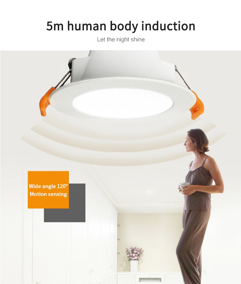 Motion PIR Sensor LED Downlight 3W 5W 7W 9W for Hallway Stairs Depot Kids Room Ceiling Lamps Smart Home Kitchen Indoor Lights