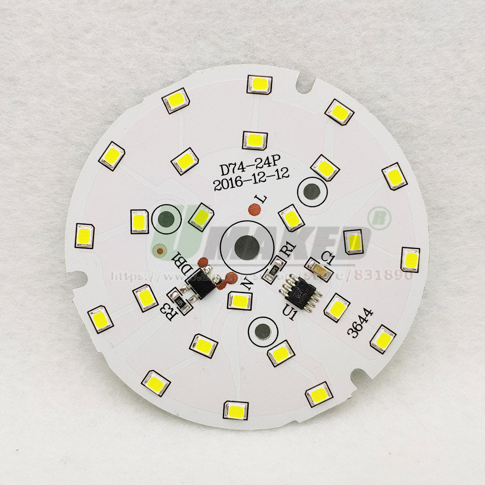 AC220V LED PCB Module 12W 74mm 1200lm Downlight Aluminum plate White/Warm SMD2835 Smart IC Driver For Downlight Ceiling Lamps