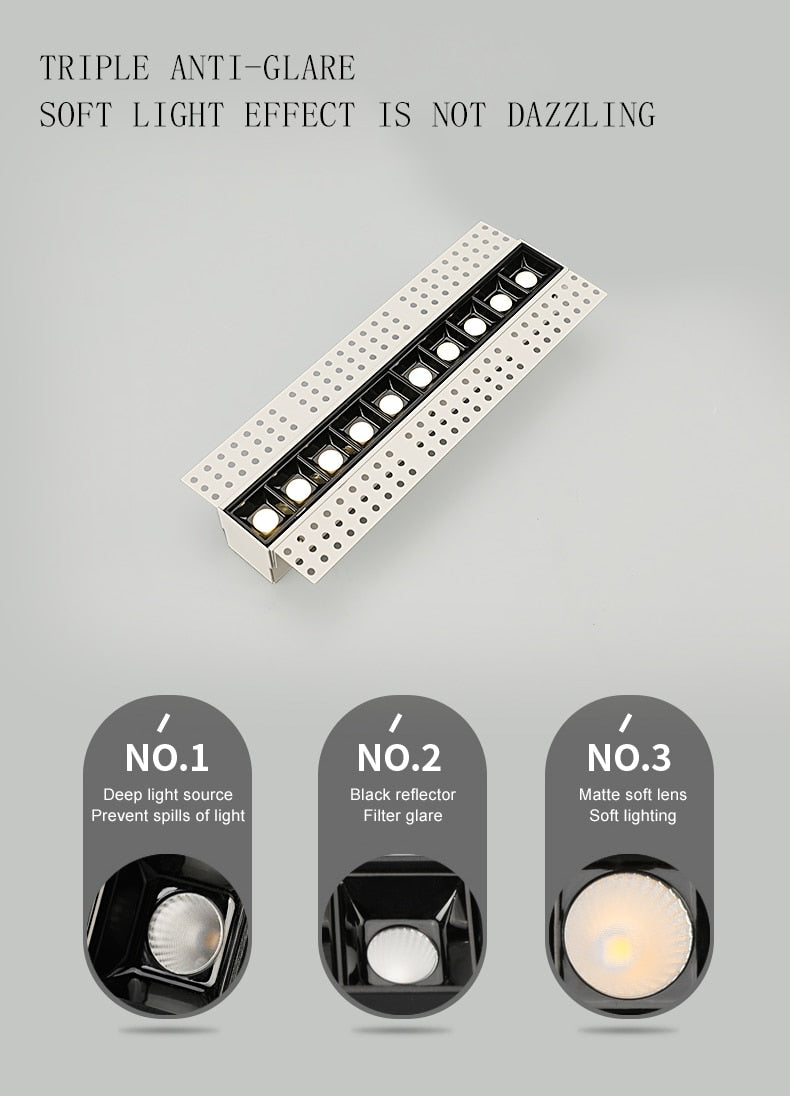 Frameless LED Ceiling Lamp Track Light Recessed Dimmable Downlight Led Ceiling Light Interior Restaurant Corridor Aluminum Lamp