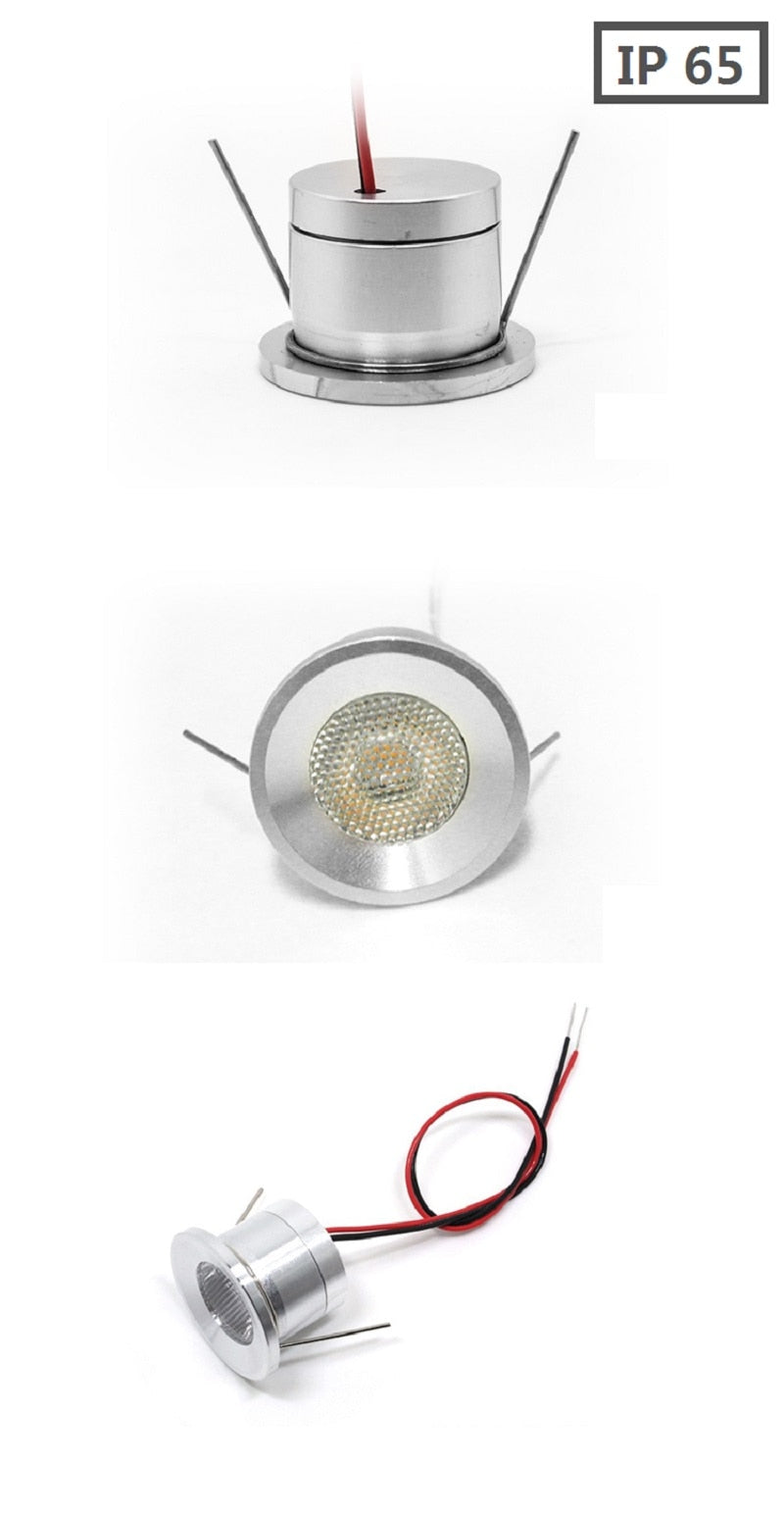 Recessed Led Mini Downlights 1W DC12V Waterproof IP65/20 Under Cabinet Bathroom Kitchen Ceiling Spot Lights Fixtures With Driver