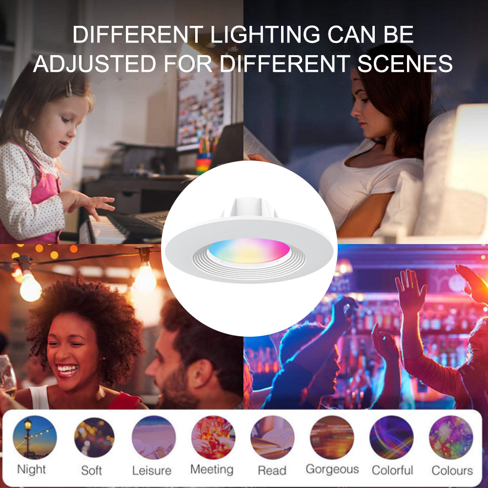 Recessed LED Ceiling Light Smart Downlight WiFi Recessed Light Round Spot Light 6 in 12W Slim Recessed Light with E27 Interface