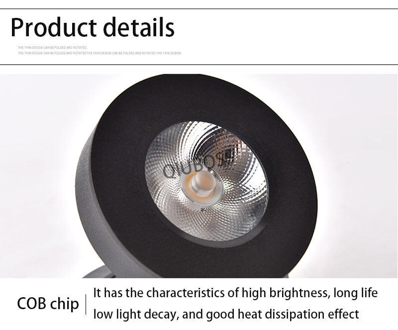 Folding Square LED Downlight COB 7W/9W/12W Surface Mounted LED Ceiling Lamp AC90~260V 355 Degree Rotation Spotlight Indoor Lamp