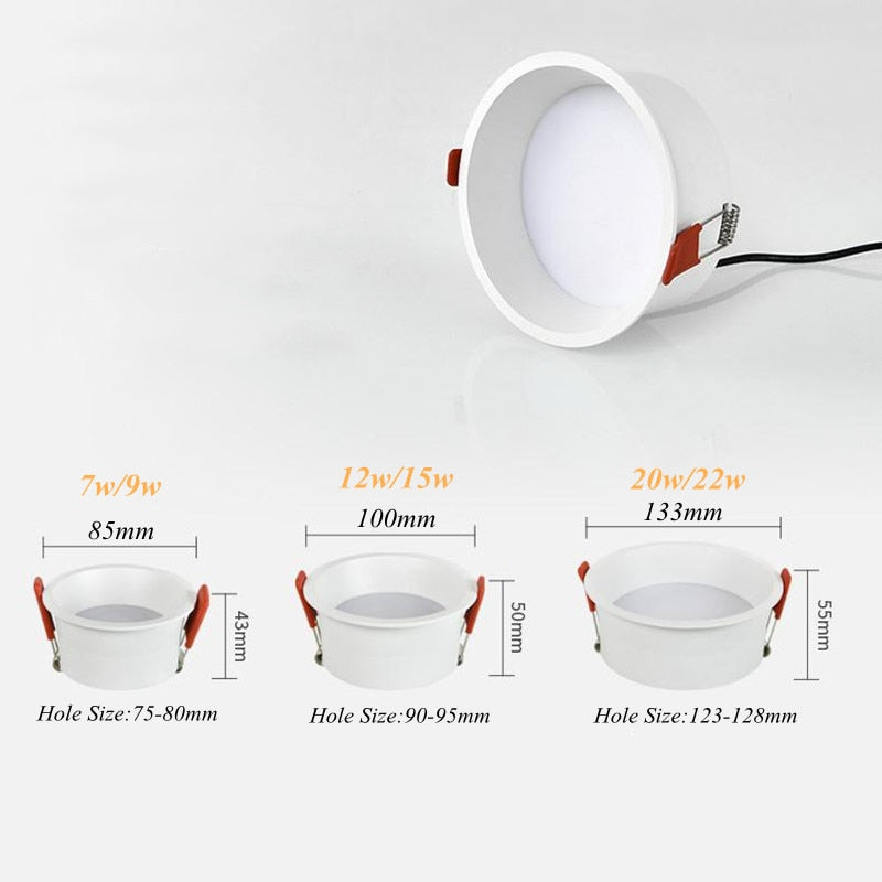 Dimmable Anti Glare Recessed Downlights Round LED Ceiling Lights Spot Lamp Led Ac220v 90-260v Spot 18w Home Decor Homekit Bulb