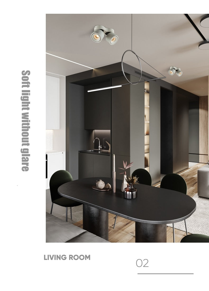 Adjustable bright mounted spotlight led downlight living room ceiling light aisle adjustable angle COB non-open spotlight 24W