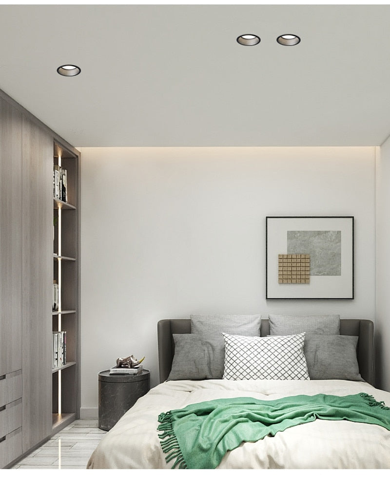 Dimmable Anti-Glare LED COB Chip Recessed Downlight 7W 9W 12W 15W Round White Led Ceiling Spot Light 220V 230V Indoor Background