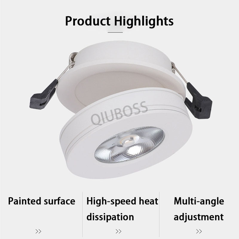 Round Foldable LED Ceiling Downlight LED Recessed Spotlight 7W/9W/12W/15W/18W/20W AC90-260V LED Background Lamps Indoor Lighting