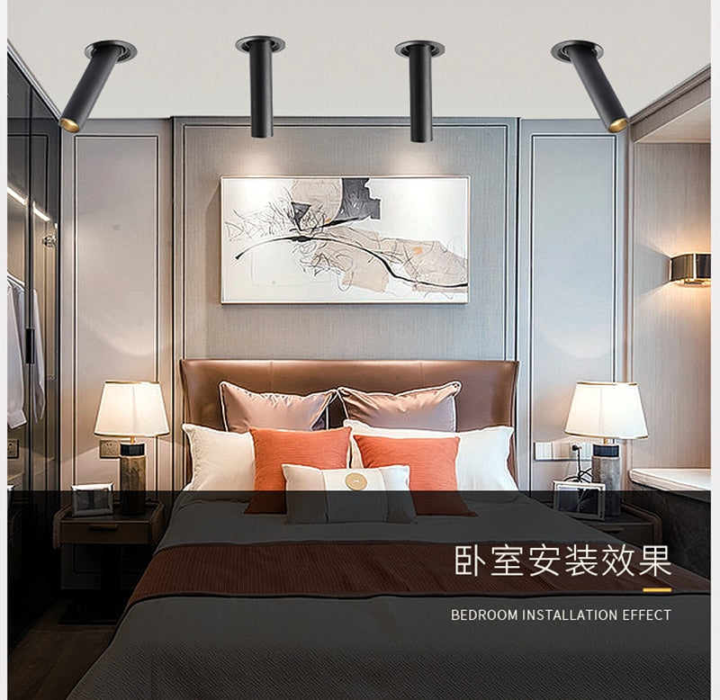 LED downlight long tube spotlight 7W 12W restaurant guest room clothing store home lighting fixture LED spotlight